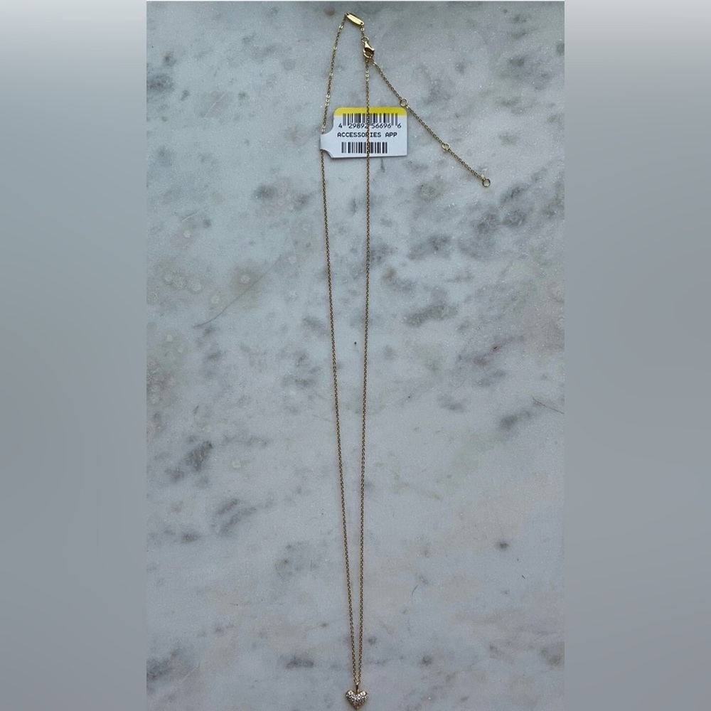 BaubleBar Bubble HEART PENDANT Necklace CLEAR Crystal Gold-Tone NWT 24” - Picture 3 of 4